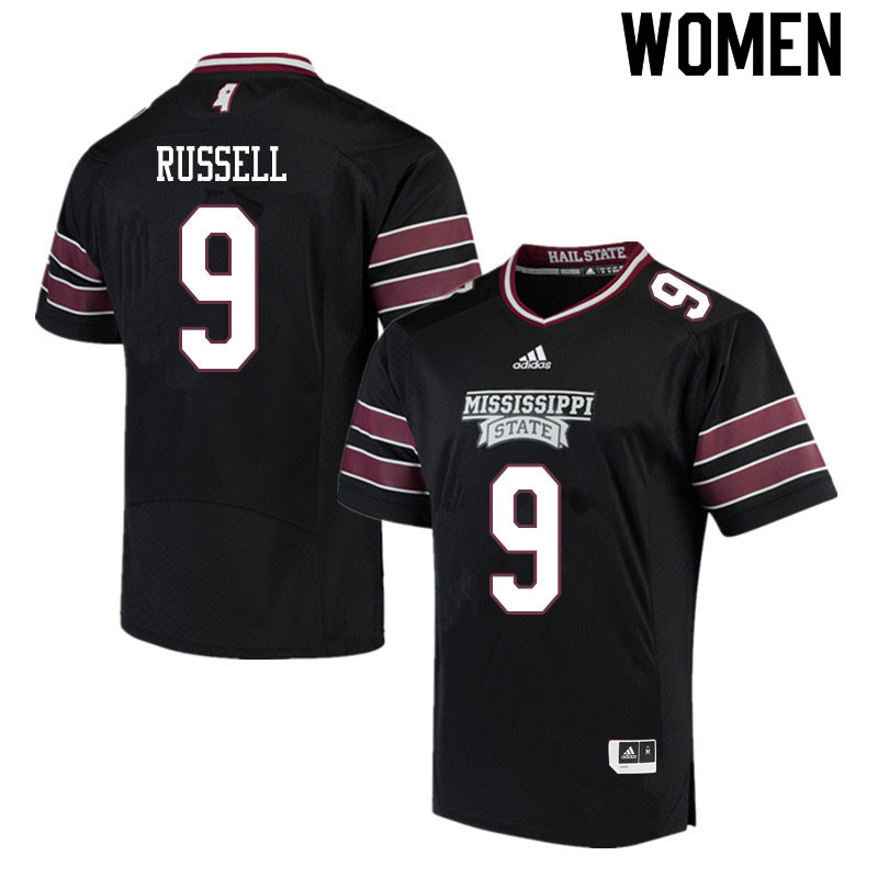 Women #9 De'Monte Russell Mississippi State Bulldogs College Football Jerseys Sale-Black - Click Image to Close